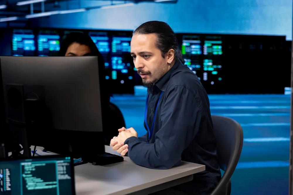 EnvisionIT analyst reviewing endpoint security alerts for a Flowood, MS law office